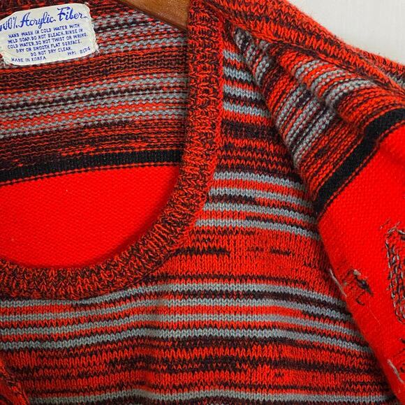Tribal Knit Mock Sweater Set Size Small Acrylic Made in Korea Vintage 1980s - Picture 4 of 7